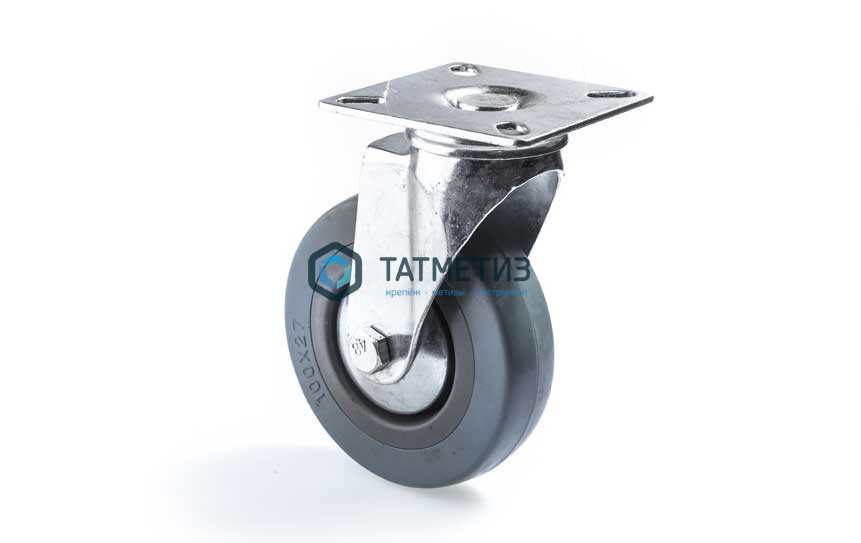 Колесо поворотное с площадкой серая резина d 125 мм -  магазин «ТАТМЕТИЗ»