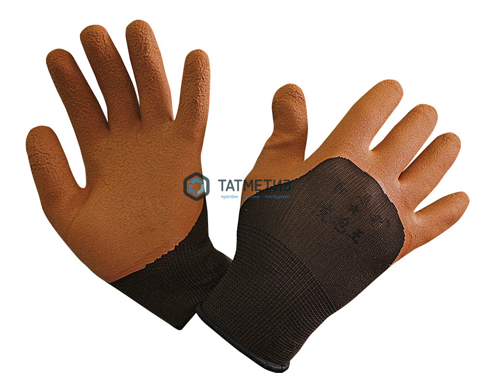 Перчатки нейлон со вспененным латексом (корич + черный) -  магазин крепежа  «ТАТМЕТИЗ»