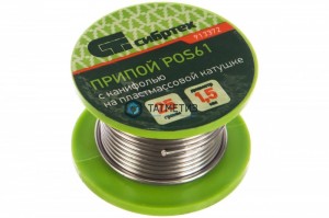 Припой с канифолью, D 1,5 мм, 25 г, POS61, на пластмассовой катушке// Сибртех | «ТАТМЕТИЗ» Припой с канифолью, D 1,5 мм, 25 г, POS61, на пластмассовой катушке// Сибртех - магазин крепежа «ТАТМЕТИЗ»