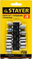Набор бит с торцевой головкой, в держателе, 9 предметов STAYER "MASTER" | «ТАТМЕТИЗ» Набор бит с торцевой головкой, в держателе, 9 предметов STAYER "MASTER" - магазин крепежа «ТАТМЕТИЗ»