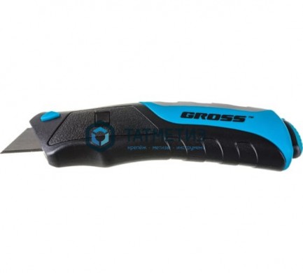 Нож,175 мм, рем-монтаж,трехкомп. рукоятка,кноп.авто выброс/возврат лезвия, 5 з.л// GROSS | «ТАТМЕТИЗ» Нож,175 мм, рем-монтаж,трехкомп. рукоятка,кноп.авто выброс/возврат лезвия, 5 з.л// GROSS - магазин крепежа «ТАТМЕТИЗ»