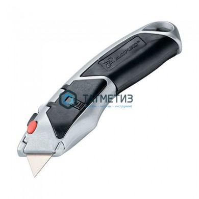 Нож, 18 мм, выдвижное трапециевидное лезвие, металлический корпус + 8 лезвий// MATRIX MASTER | «ТАТМЕТИЗ» Нож, 18 мм, выдвижное трапециевидное лезвие, металлический корпус + 8 лезвий// MATRIX MASTER - магазин крепежа «ТАТМЕТИЗ»