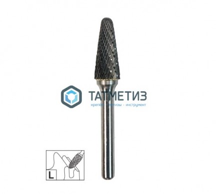 Борфреза твердосплавная №495, 10 х 25 х 70 мм, d хв.= 6 мм, Форма L - конус с радиусом, Двойная зато -  магазин крепежа «ТАТМЕТИЗ»