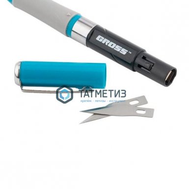 Нож для дизайна,выдвиж перовое лезвие,двухкомп .рук-ка,мет клипса для фиксации,150мм + 2 з.л// GROSS -  магазин крепежа  «ТАТМЕТИЗ»