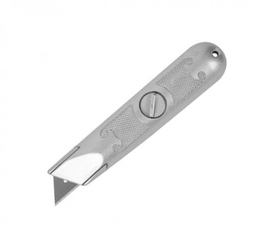 Нож ЗУБР "МАСТЕР" с трапециевидным лезвием тип А24, метал. корпус, выдвижное лезвие с автоматической -  магазин крепежа  «ТАТМЕТИЗ»
