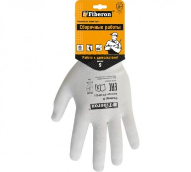Перчатки Для сборочных работ, полиэстер, без и/у, 9(L), белые, Fiberon/300/10 -  магазин крепежа  «ТАТМЕТИЗ»