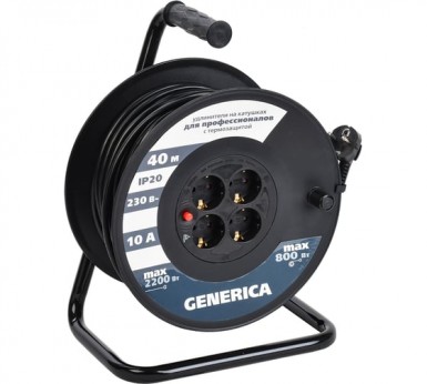 Удлинитель на кат. 4х40м с/з, 10А IP20 УК40 2P+PE 3х1 термозащита GENERICA IEK -  магазин крепежа «ТАТМЕТИЗ»