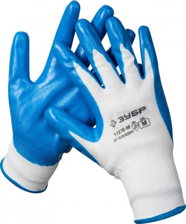 Перчатки ЗУБР маслостойкие для точных работ, с нитриловым покрытием, размер M (8) -  магазин крепежа  «ТАТМЕТИЗ»