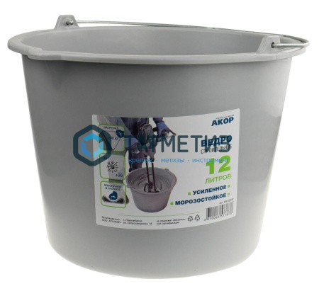 Ведро пластиковое 12л, гибкое, ударопрочное, АКОР "Мастер" | «ТАТМЕТИЗ» Ведро пластиковое 12л, гибкое, ударопрочное, АКОР "Мастер" - магазин крепежа «ТАТМЕТИЗ»