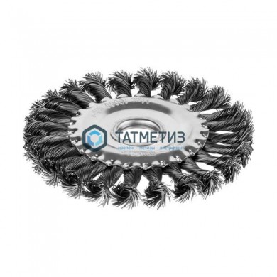 Щетка для УШМ дисковая 125 мм, 22мм, крученая стальная проволока 0,5мм MIRAX | «ТАТМЕТИЗ» Щетка для УШМ дисковая 125 мм, 22мм, крученая стальная проволока 0,5мм MIRAX - магазин крепежа «ТАТМЕТИЗ»