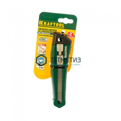 Нож KRAFTOOL с сегментированным лезвием Solingen, металлический корпус, кассета с 3 лезвиями, 18 мм -  магазин крепежа «ТАТМЕТИЗ»