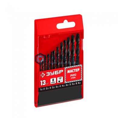 Набор сверл "МЕТ-ВП" по металлу парооксидированных, быстрорежущая сталь, 1,5-6,5мм, 13шт ЗУБР |  «ТАТМЕТИЗ» Набор сверл "МЕТ-ВП" по металлу парооксидированных, быстрорежущая сталь, 1,5-6,5мм, 13шт ЗУБР -  магазин крепежа «ТАТМЕТИЗ»