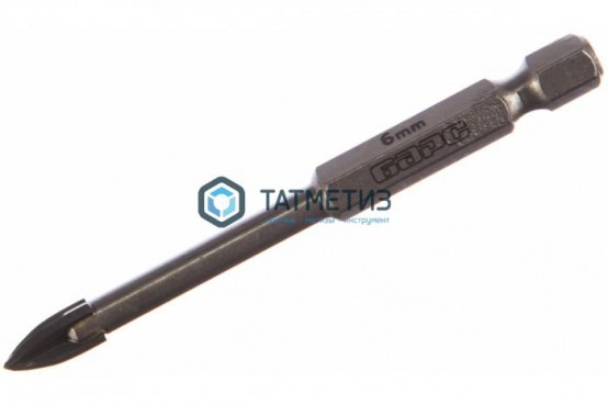 Сверло по керамике  6 мм, крестовая пластинка, шестигр. хвостовик // БАРС -  магазин крепежа «ТАТМЕТИЗ»
