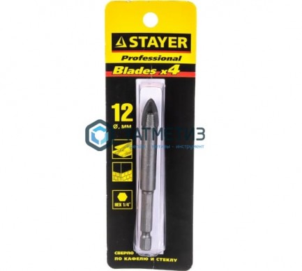 Сверло по кафелю и стеклу 12мм STAYER -  магазин крепежа «ТАТМЕТИЗ»