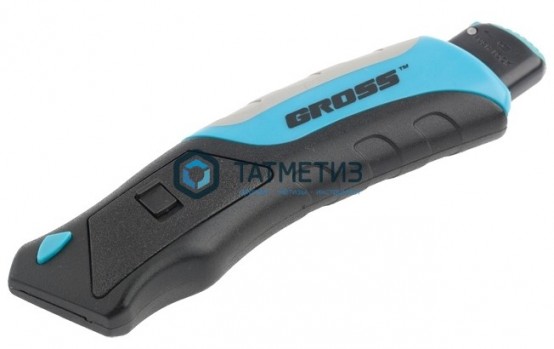 Нож,175 мм, рем-монтаж,трехкомп. рукоятка,кноп.авто выброс/возврат лезвия, 5 з.л// GROSS | «ТАТМЕТИЗ» Нож,175 мм, рем-монтаж,трехкомп. рукоятка,кноп.авто выброс/возврат лезвия, 5 з.л// GROSS - магазин крепежа «ТАТМЕТИЗ»